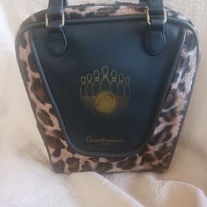 Mini Leopard-Accent Handbag in Brown and Black